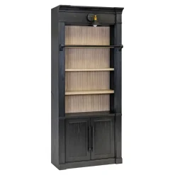 Abbot Place 94" Tall Bookcase Black & Ladder