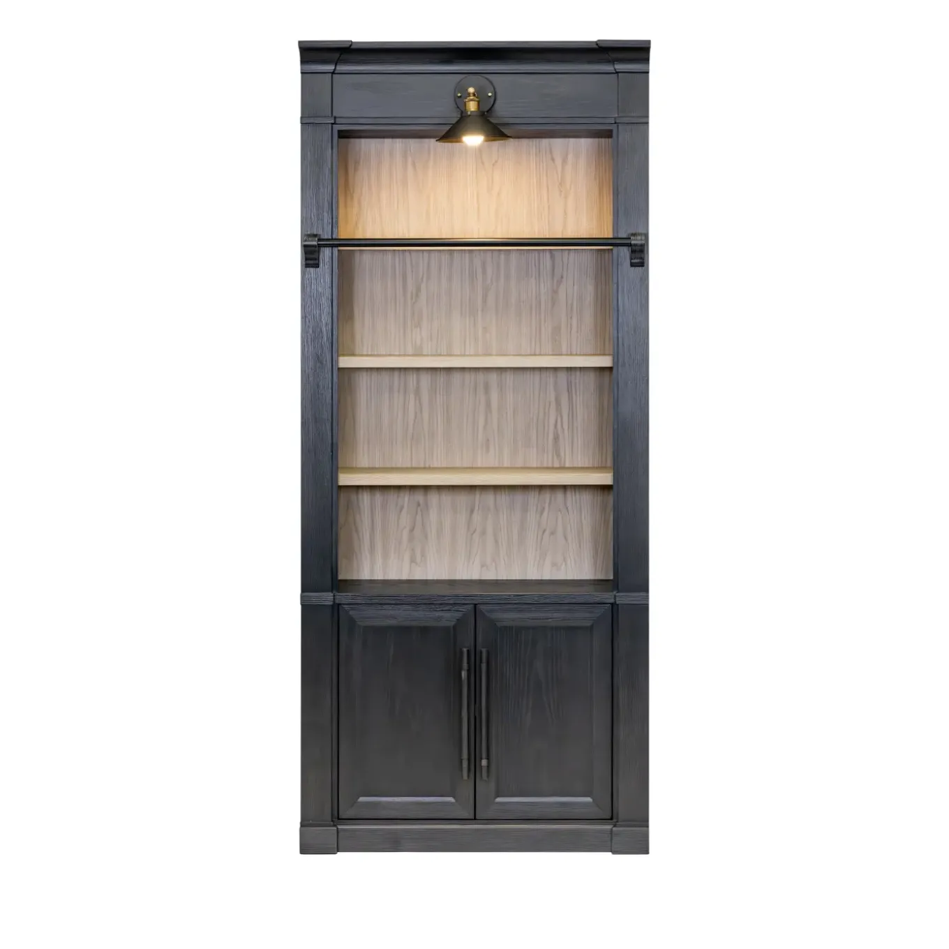Abbot Place 94" Tall Bookcase Black & Ladder