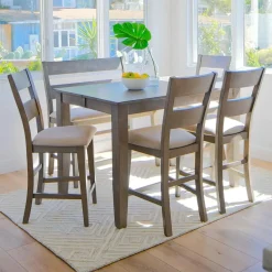 Alamo 5pc Pub Set: Extendable Counter Height Table, 4 Pub Chairs