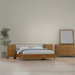 Amalie California King Bed Wall Bed With Piers, Dresser, Mirror