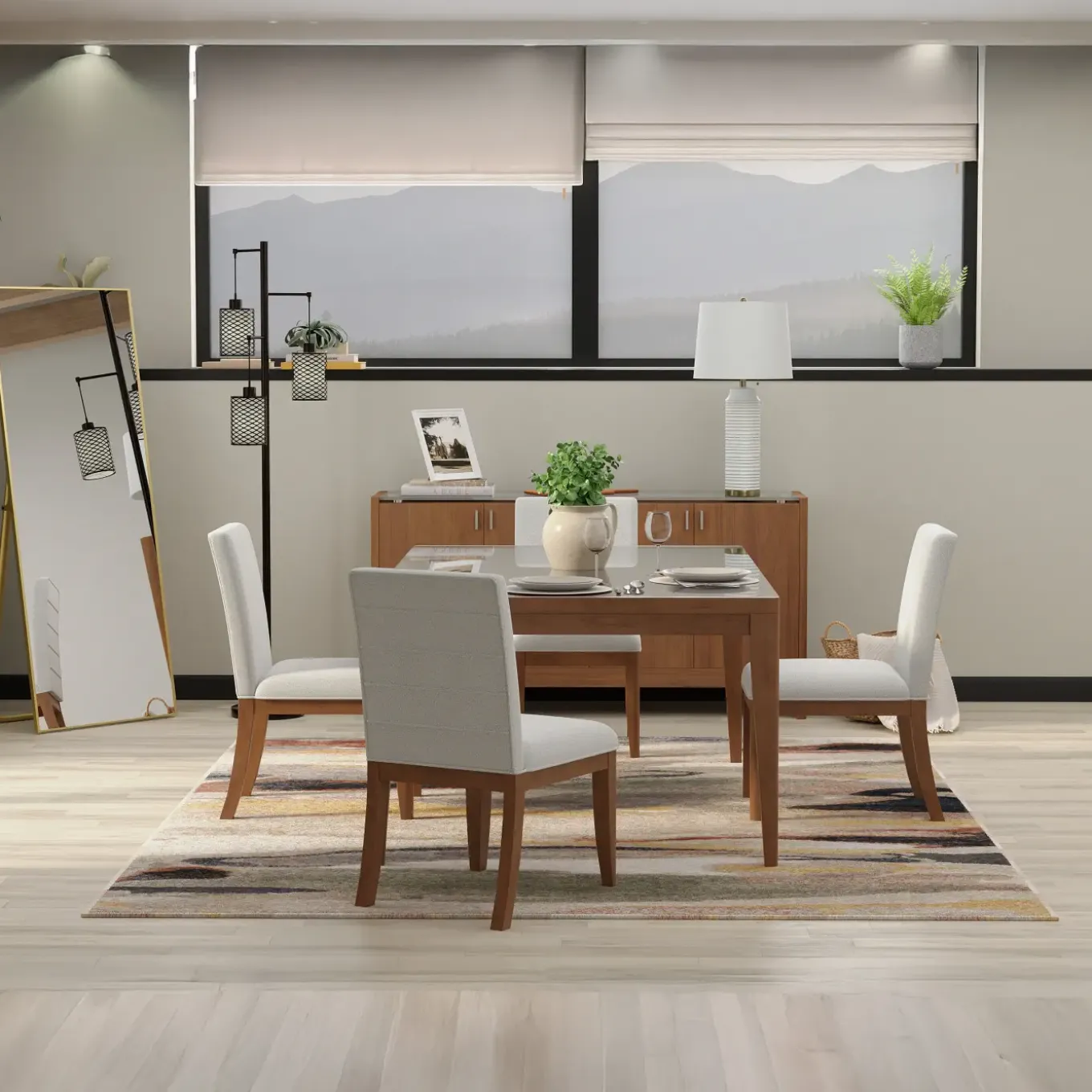 Amalie 5pc: Dining Table And 4 Upholstered Chairs