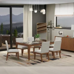 Amalie 7pc: Dining Table And 6 Upholstered Chairs