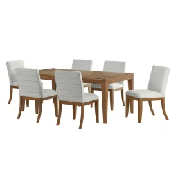 Amalie 7pc: Dining Table And 6 Upholstered Chairs