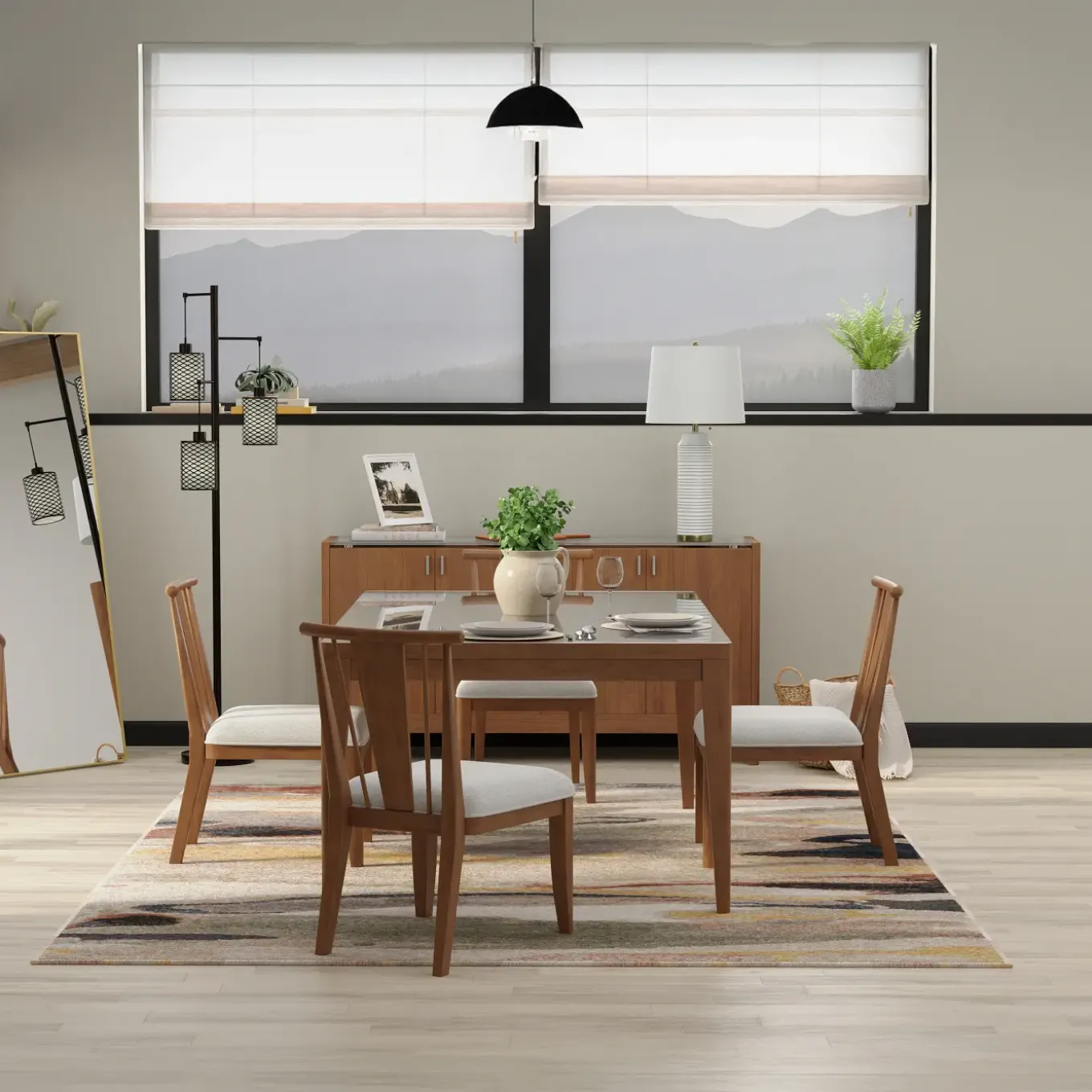 Amalie 5pc: Dining Table And 4 Wood Side Chairs