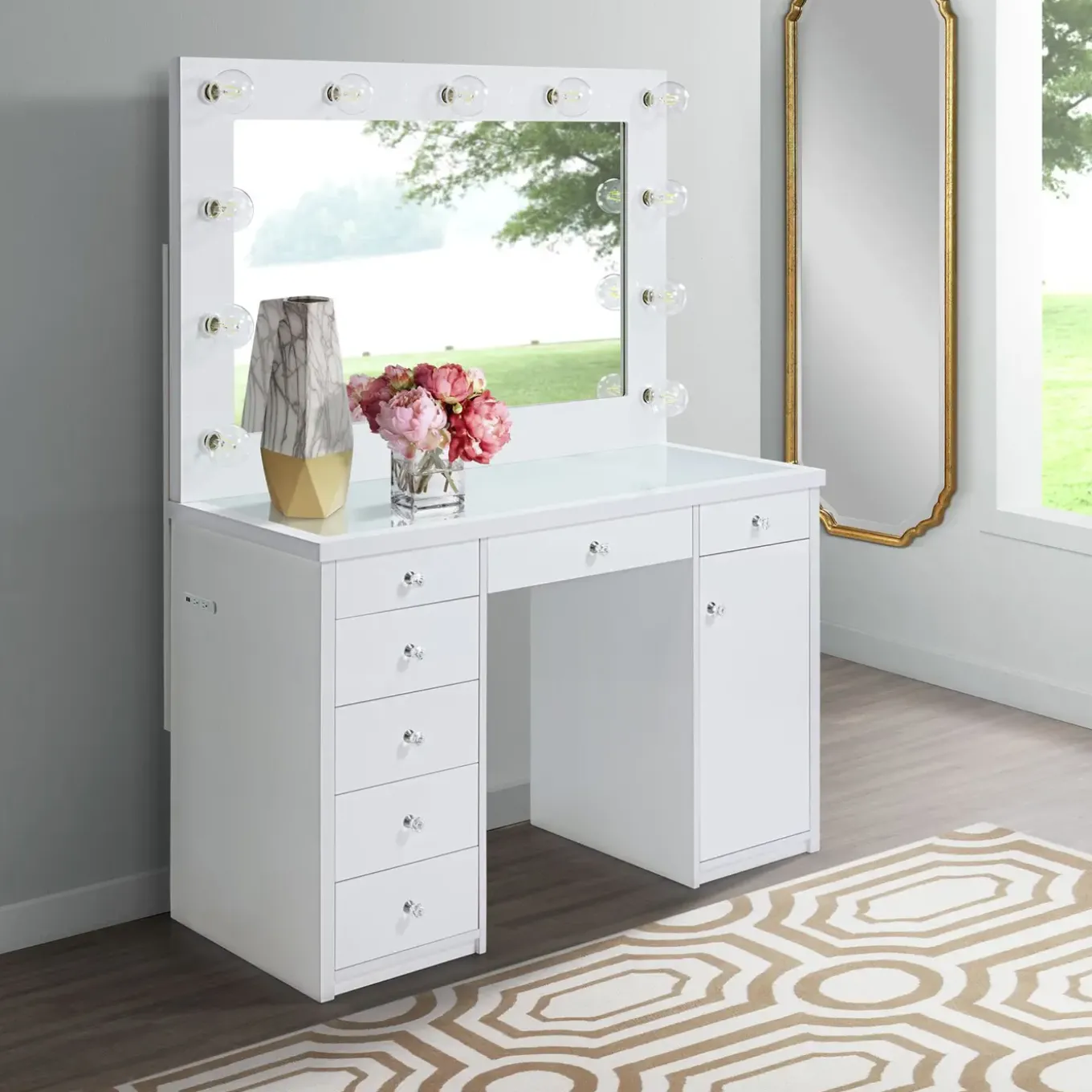 Anisa 7 Drawer Vanity with Lighted Mirror