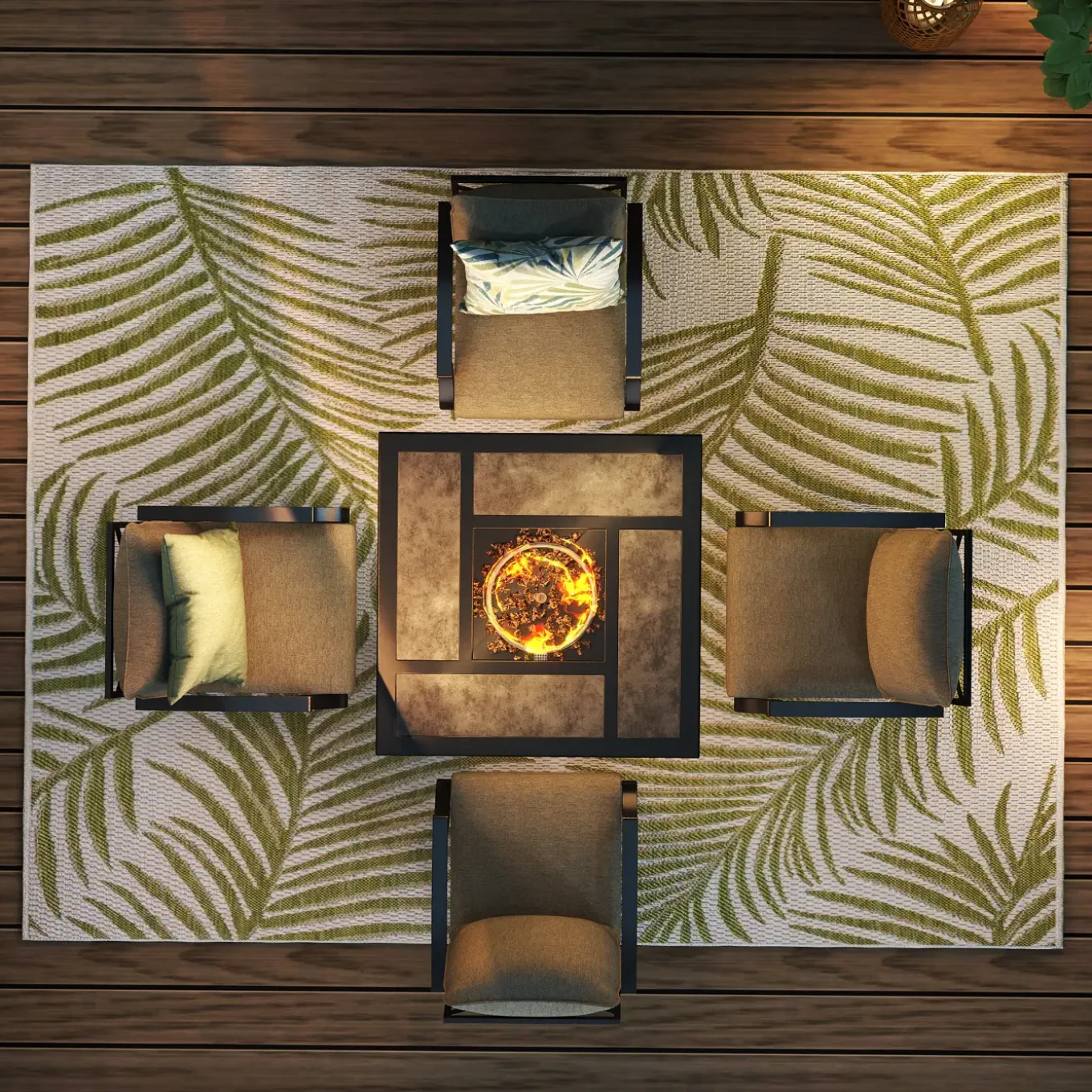 Arrowhead 5pc Fire Chat Group: Firepit & 4 Motion Chairs