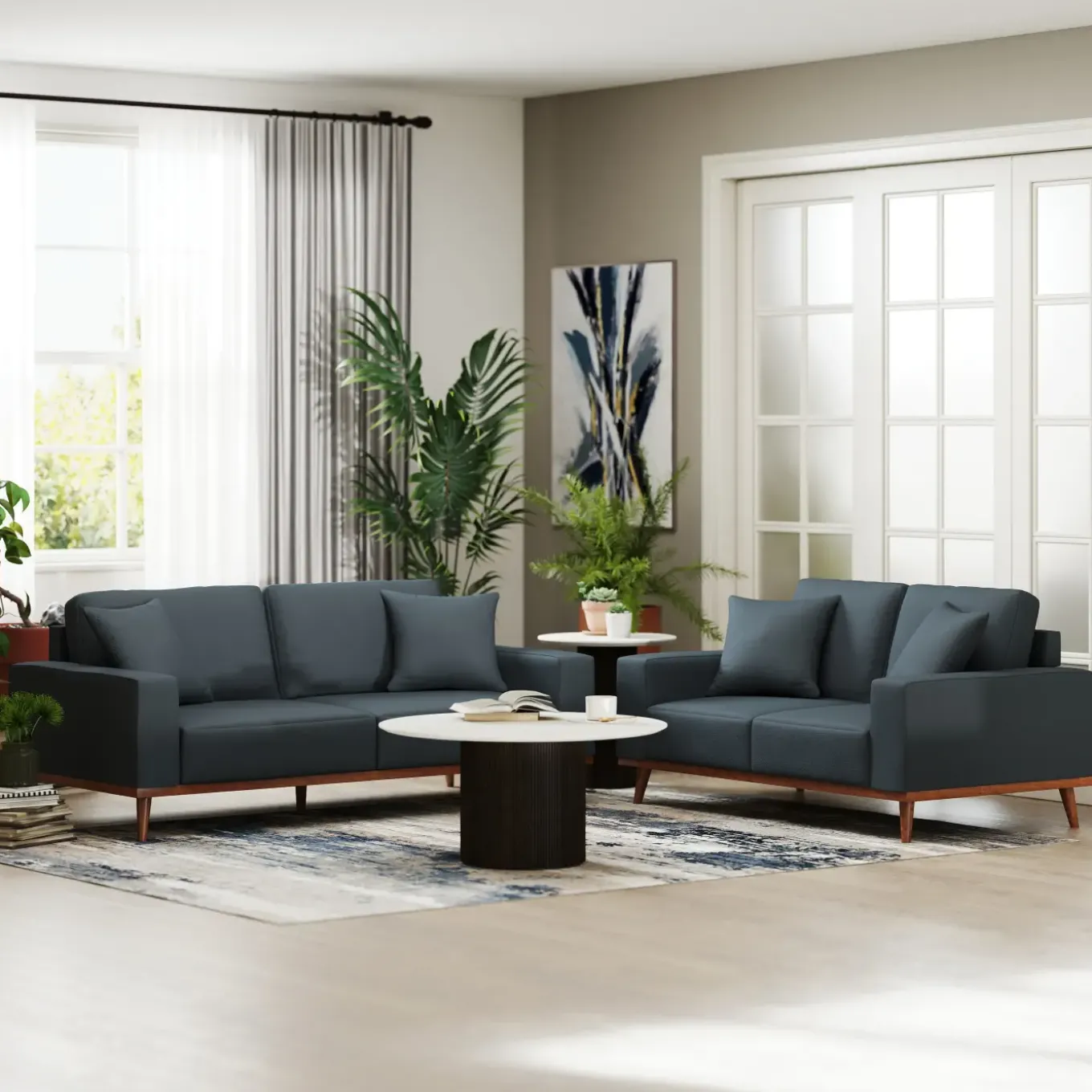 Ava Leather Living Room Set