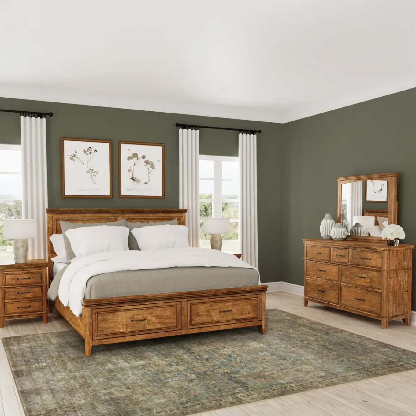 Bandit Storage Bedroom Set-New! Queen Storage Bed, Dresser, Mirror & Nightstand