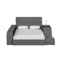 Blaine Modular Full Bed with Built-in Nightstand, Lounge Chair & Bookcase