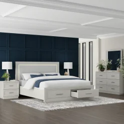 Burbank California King Storage Bed, Dresser, Mirror, Nightstand
