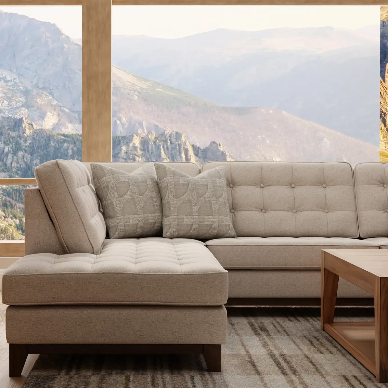 Calvin Sectional Beige 2pc Sectional with LAF Chaise