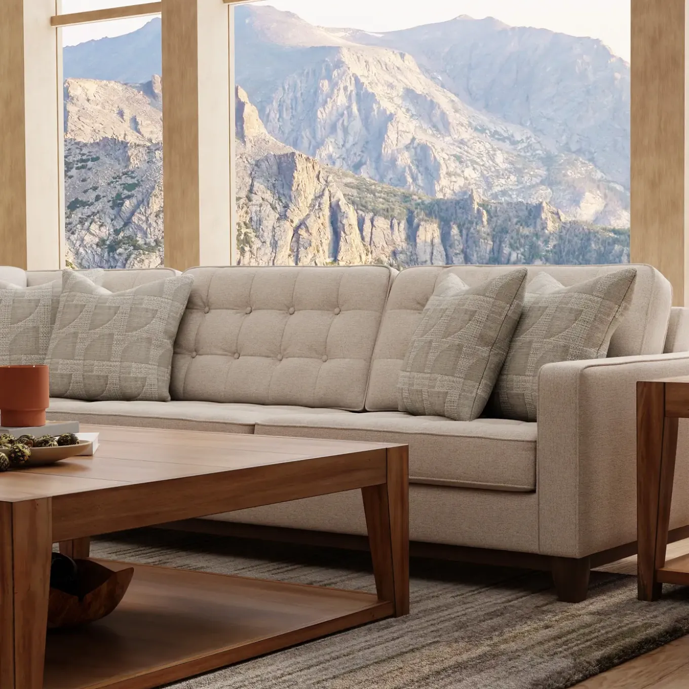 Calvin Sectional Beige 2pc Sectional with LAF Chaise