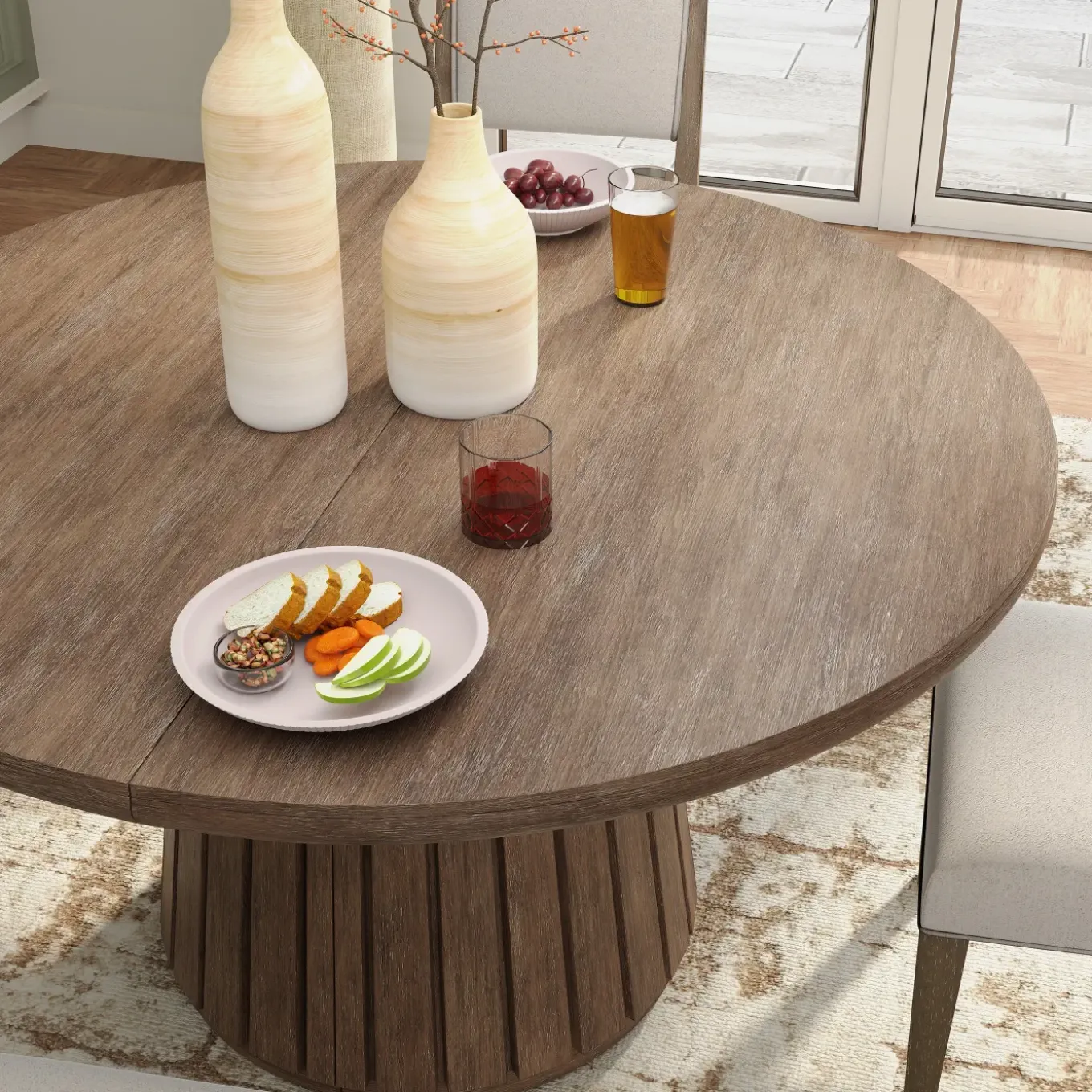 Carnaby Extendable Round Table, 2 Arm Chairs & 2 Side chairs