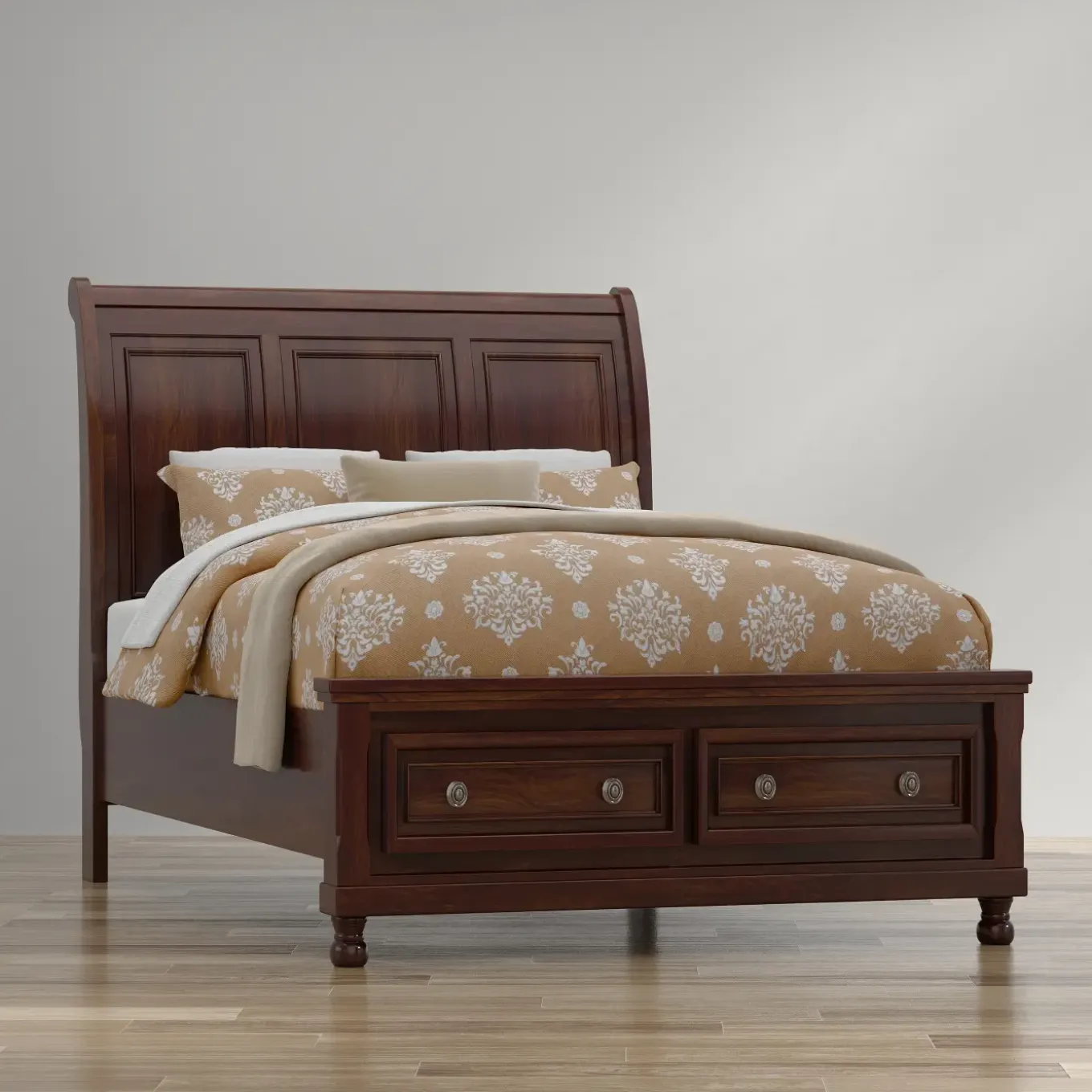 Cortland California King Sleigh Storage Bed, Dresser, Mirror, Nightstand