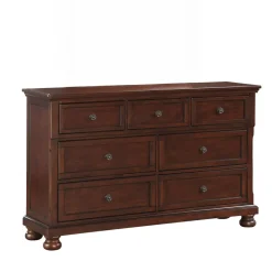 Cortland Cherry Bedroom Set Queen Sleigh Bed, Dresser, Mirror & Nightstand