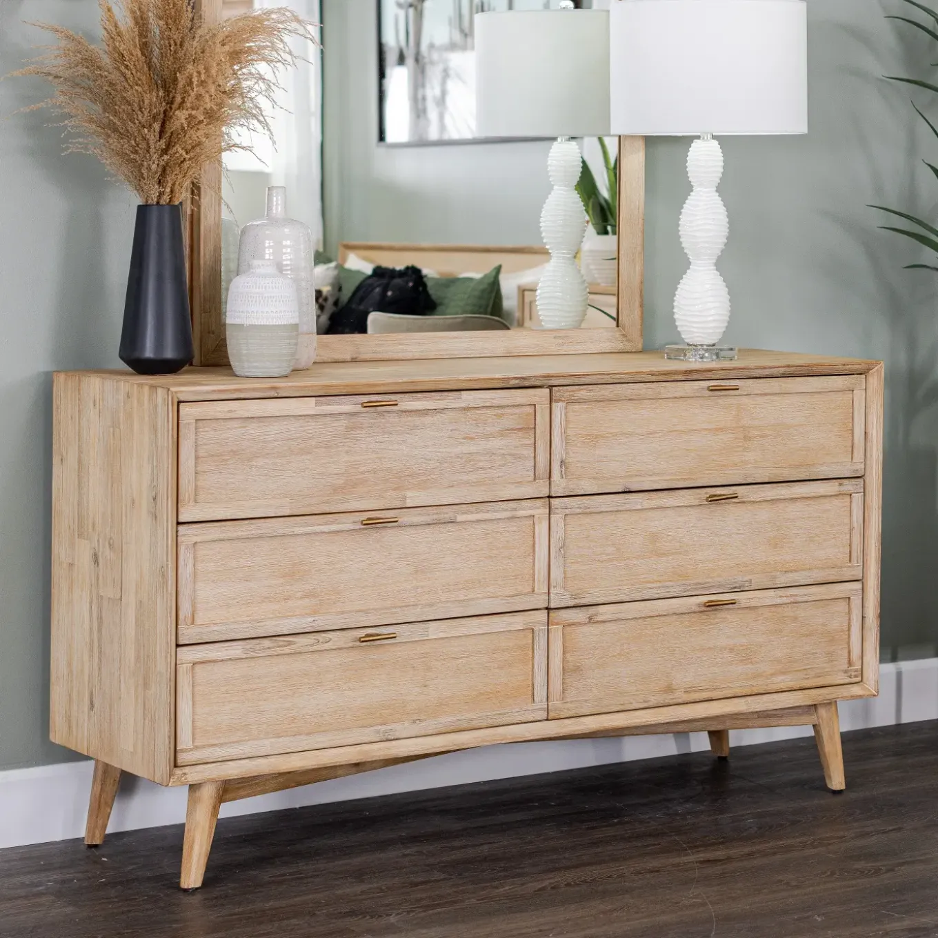 Crosby California King Bed, Dresser, Mirror, Nightstand