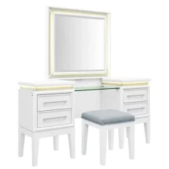 Danica 3pc Vanity, Mirror & Stool