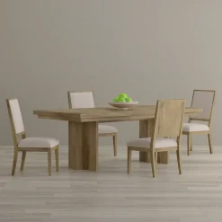 Durian Extendable Trestle Dining Table & 4 Side Chairs