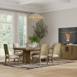 Durian Extendable Trestle Dining Table & 6 Side Chairs