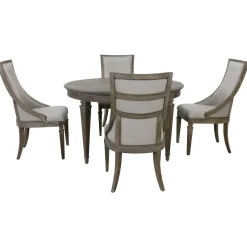 East Bay Extendable Round Table & 4 Arm Chairs