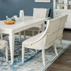 East Bay 6pc Dining Set: Extendable Dining Table, 4 Arm Chairs & Bench