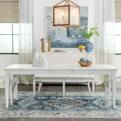 East Bay 6pc Dining Set: Extendable Table, 4 Side Chairs & Bench