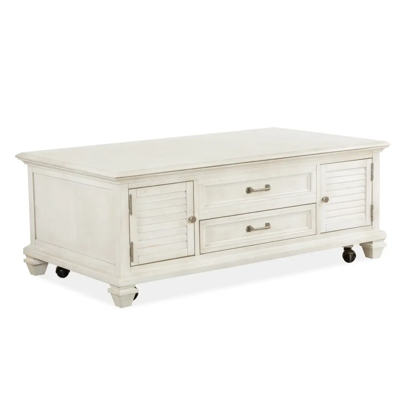 East Bay White Lift-top Storage Cocktail With Casters