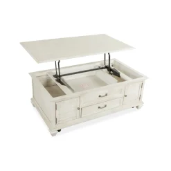 East Bay White Lift-top Storage Cocktail With Casters