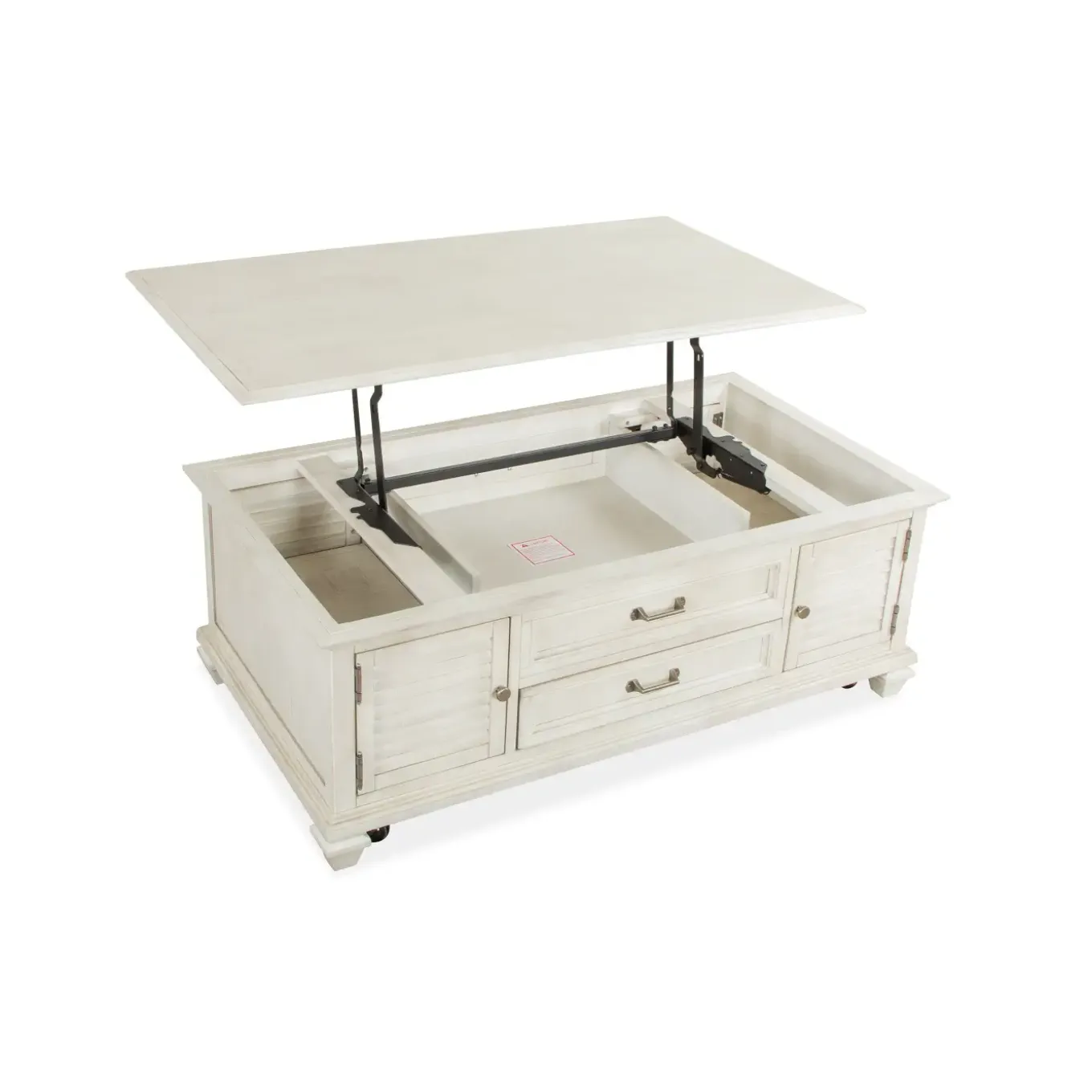 East Bay White Lift-top Storage Cocktail With Casters