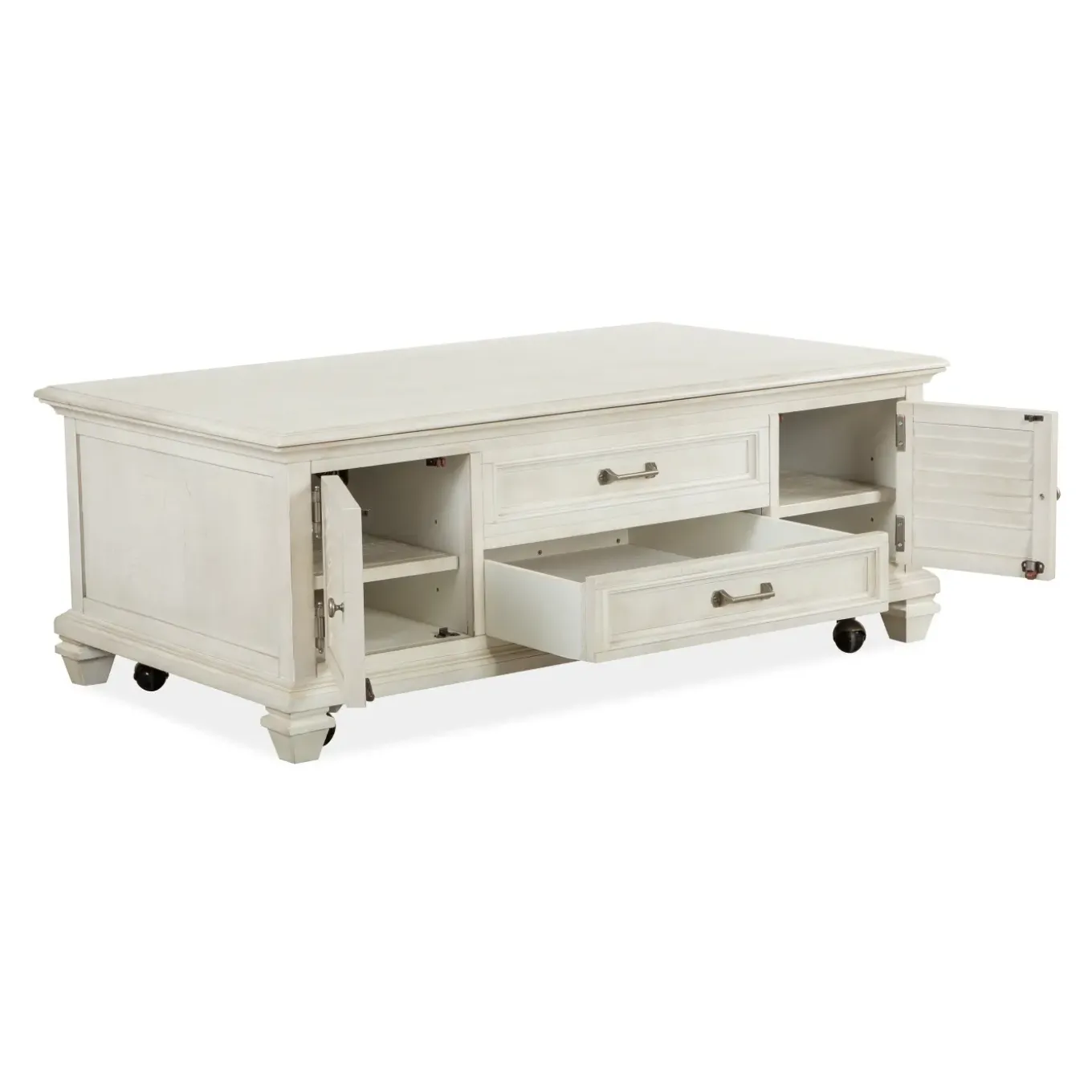 East Bay White Lift-top Storage Cocktail With Casters