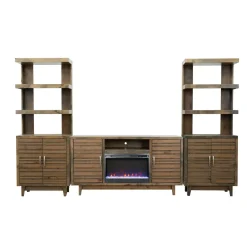 Everett 66 Inch Crystal Only Fireplace Console with 2 Piers