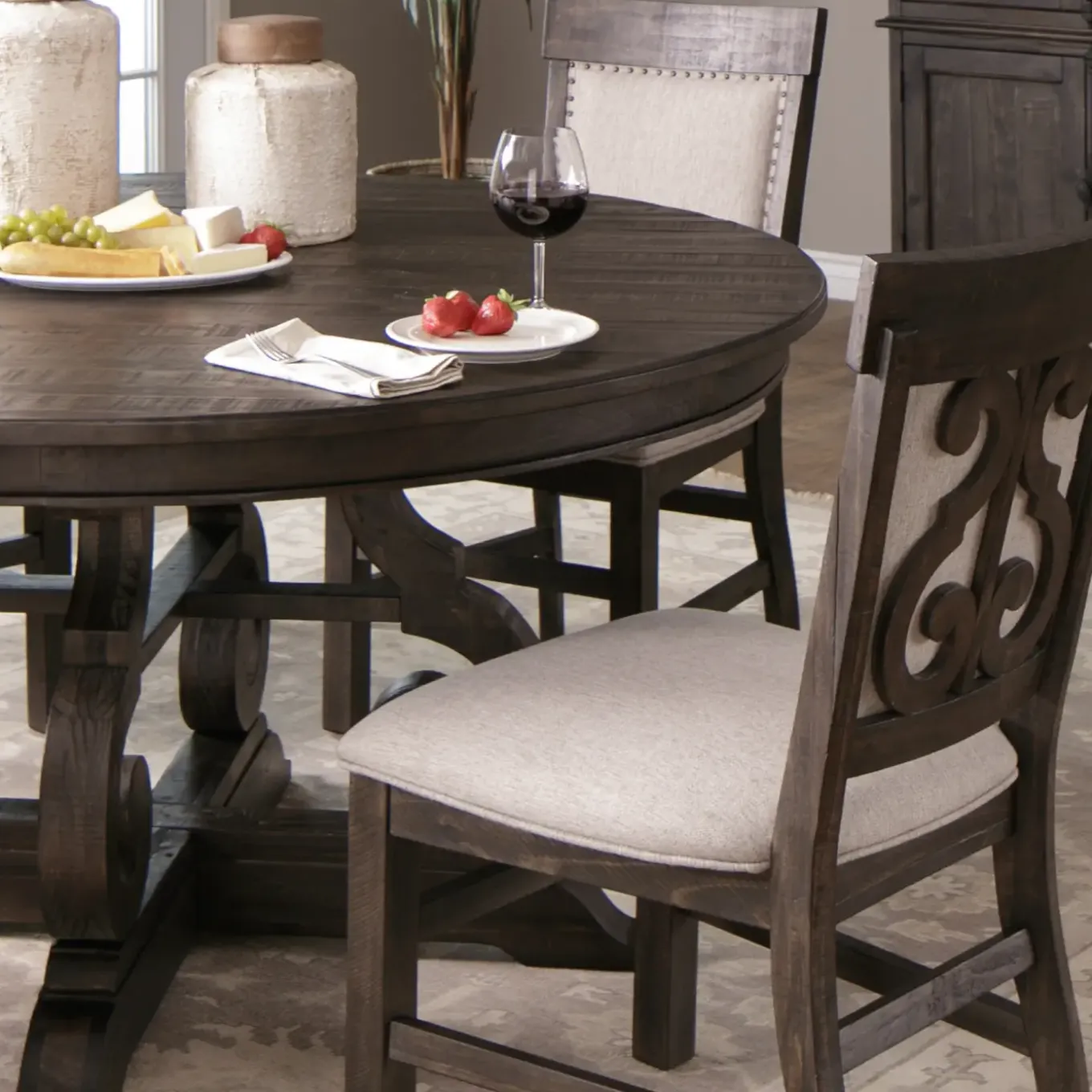 Hacienda 5pc Dining Set: 48" Round Table & 4 Side Chairs