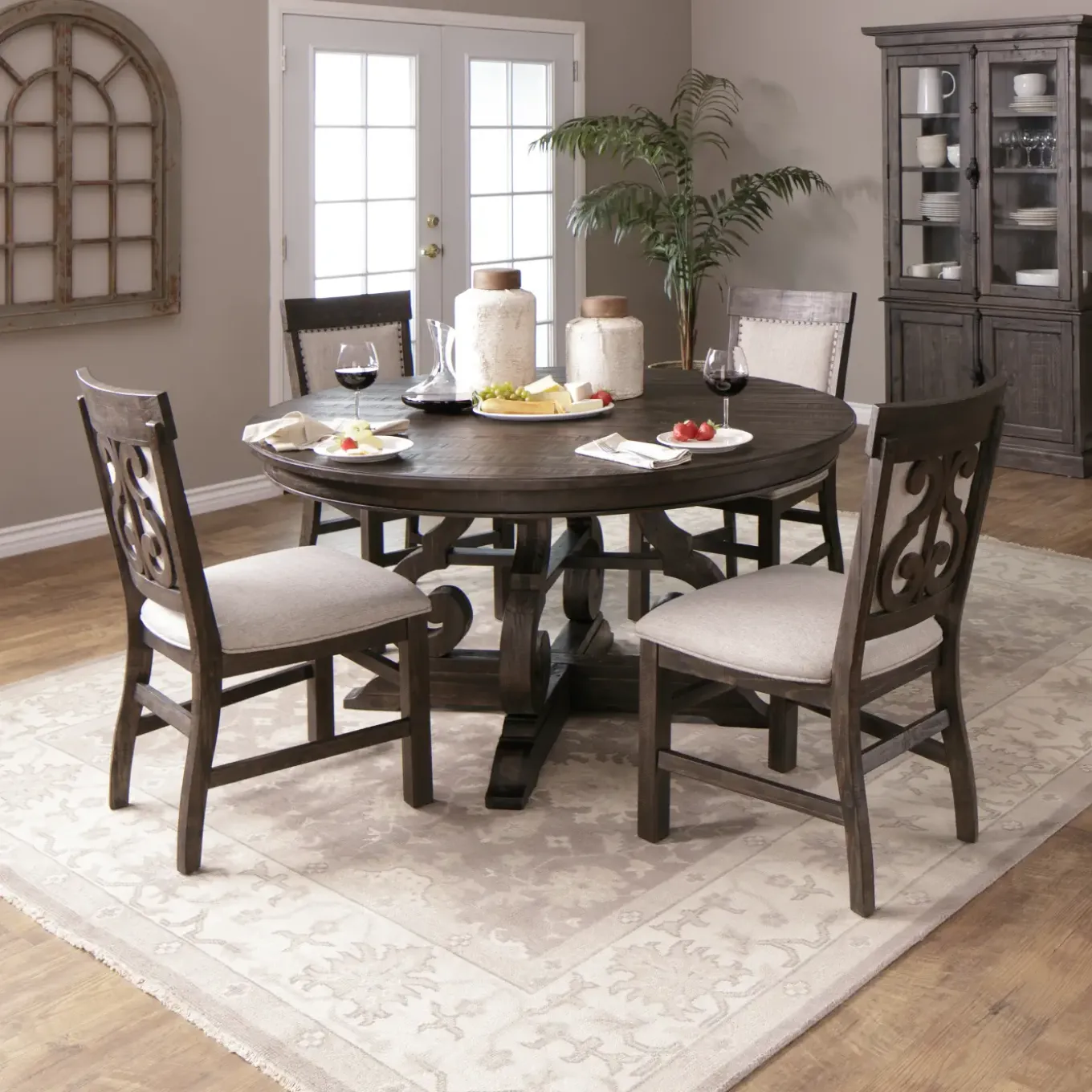 Hacienda 5pc Dining Set: 48" Round Table & 4 Side Chairs