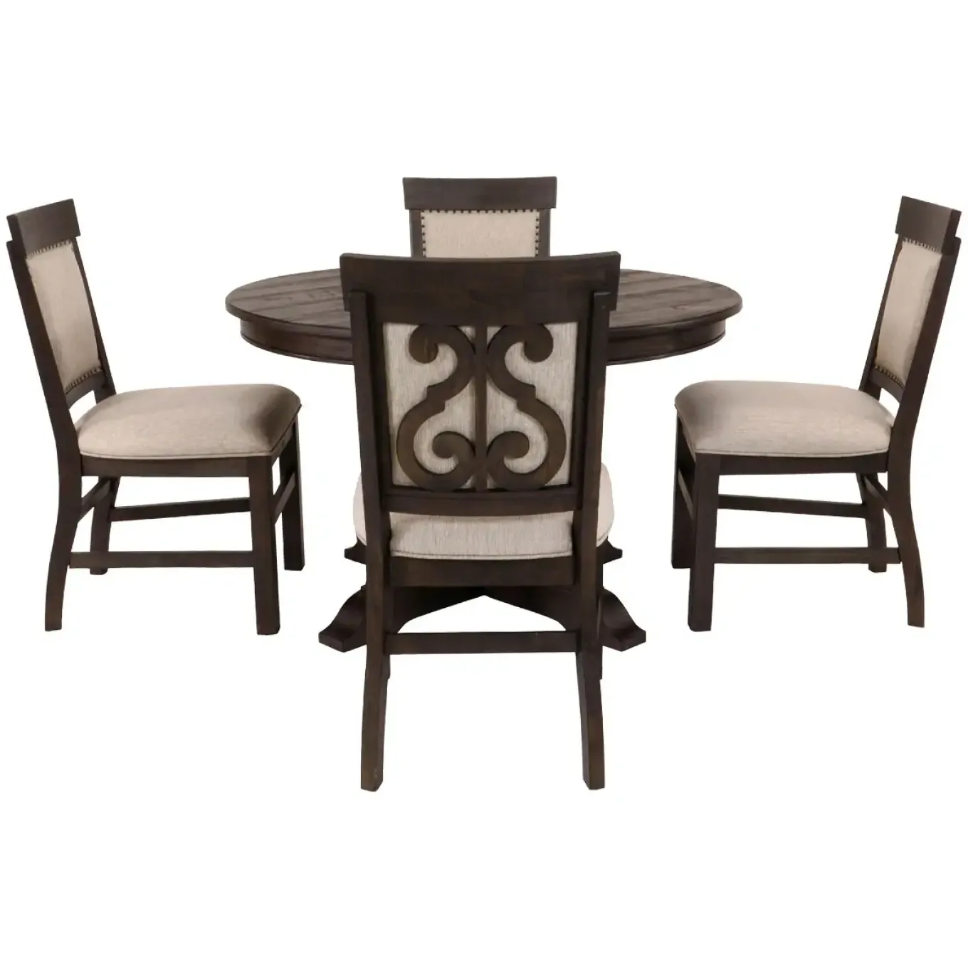 Hacienda 5pc Dining Set: 48" Round Table & 4 Side Chairs