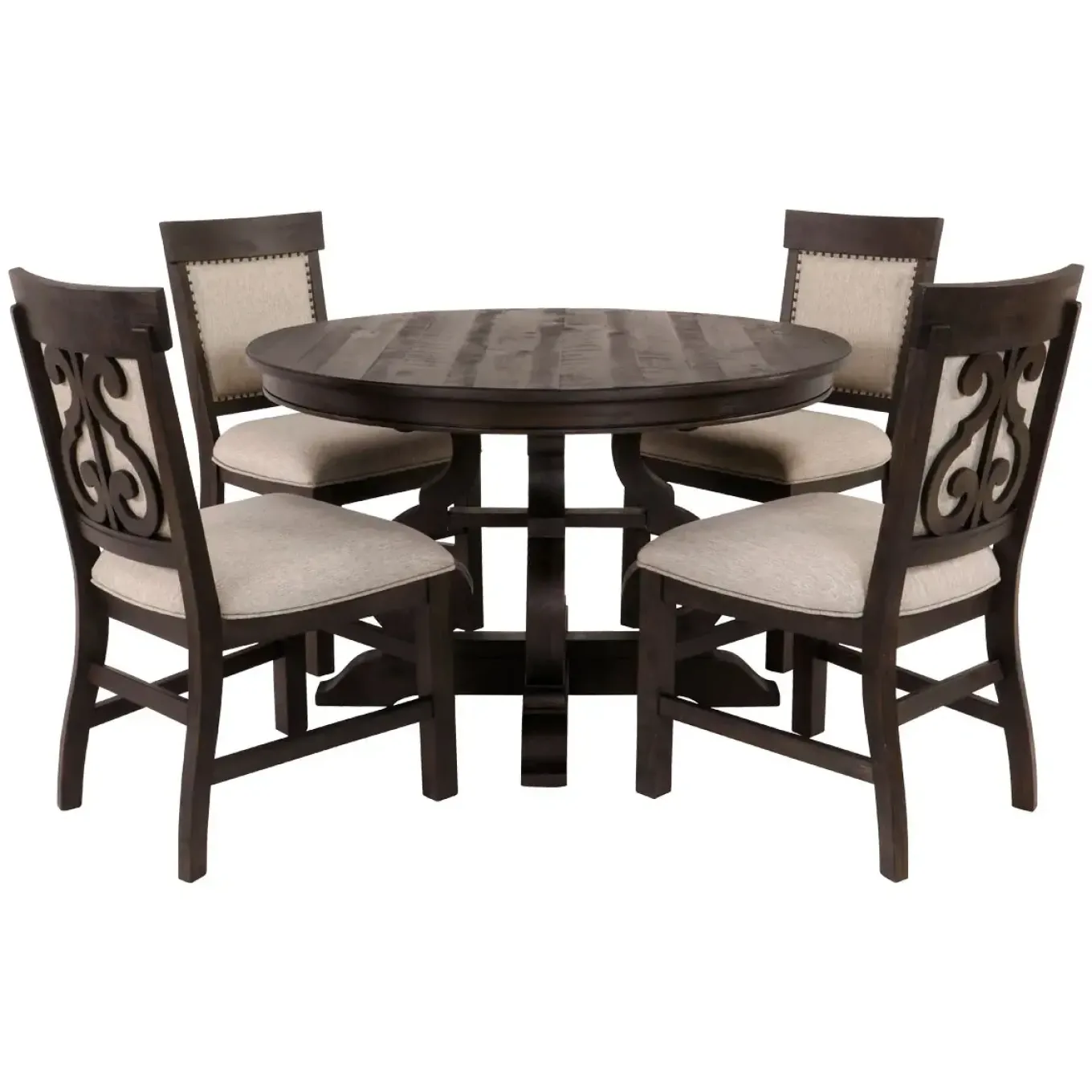 Hacienda 5pc Dining Set: 48" Round Table & 4 Side Chairs