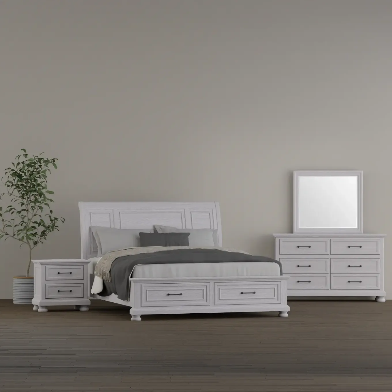 Hanover California King Sleigh Bed, Dresser, Mirror & Nightstand