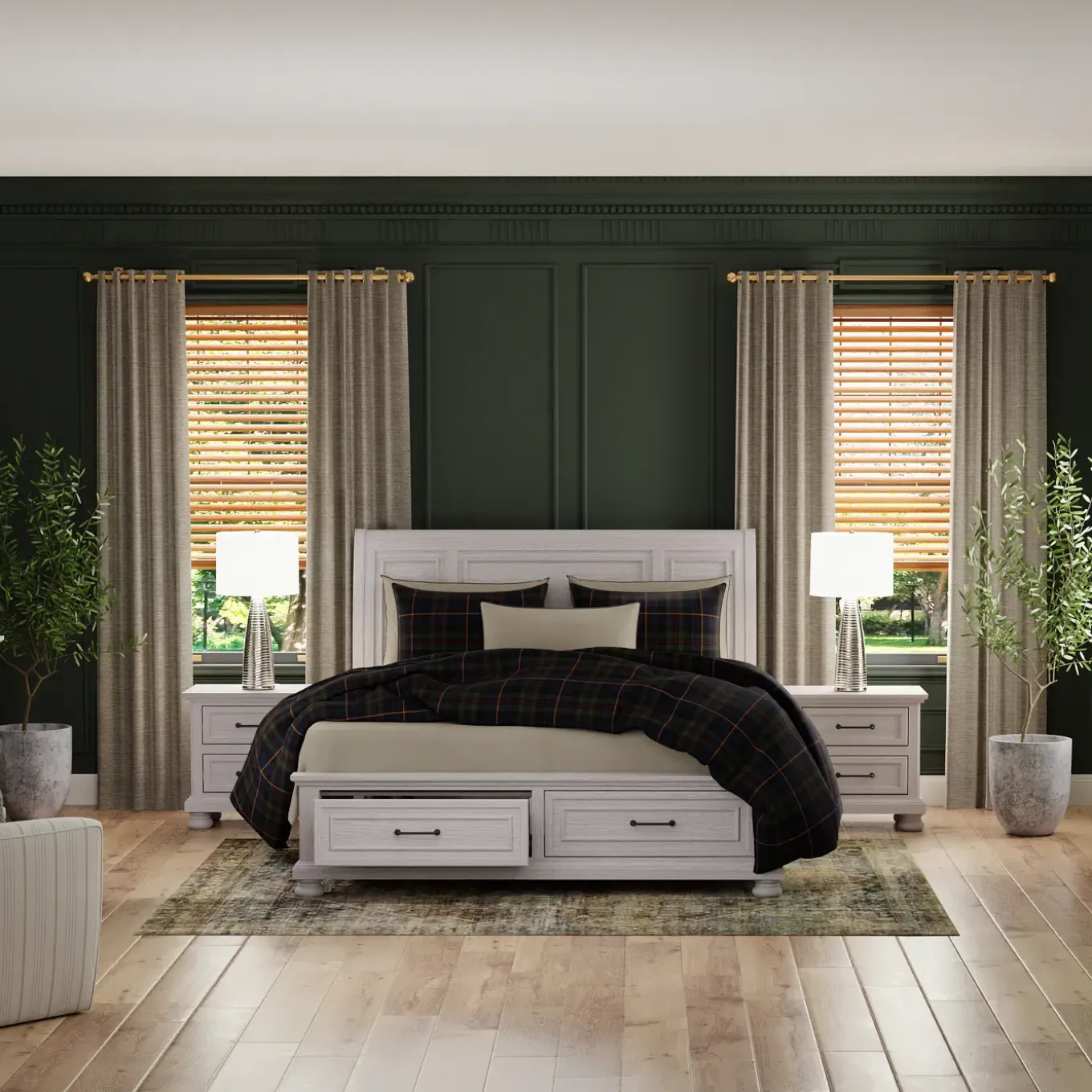Hanover California King Sleigh Bed, Dresser, Mirror & Nightstand