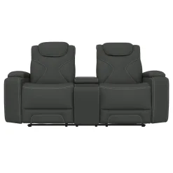 Jet Charcoal Leather Motion Sofa & Loveseat Set