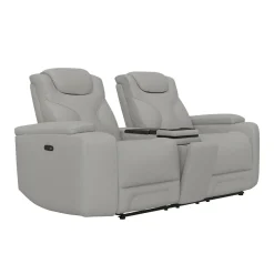 Jet White Leather Motion Sofa & Loveseat Set