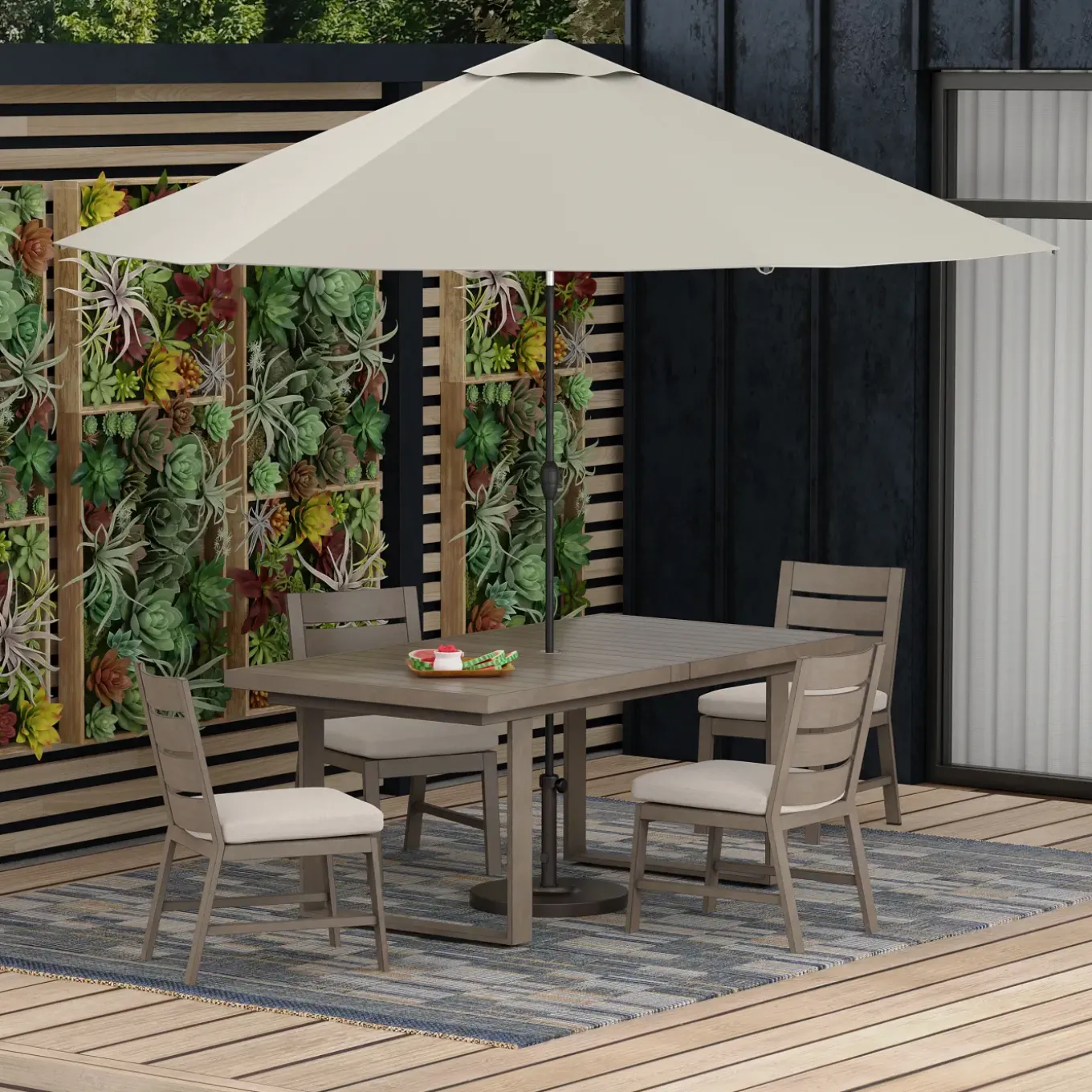 Lahaina 5pc Outdoor Set: Extension Dining Table & 4 Side Chairs