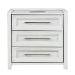 Laurel California King Bench Storage Bed, Dresser, Mirror & Nightstand