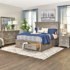 Legion Eastern King Storage Bed, Dresser, Mirror, Nightstand