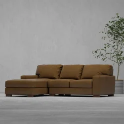 Monarch 2pc Leather Sofa Chaise with Left Chaise
