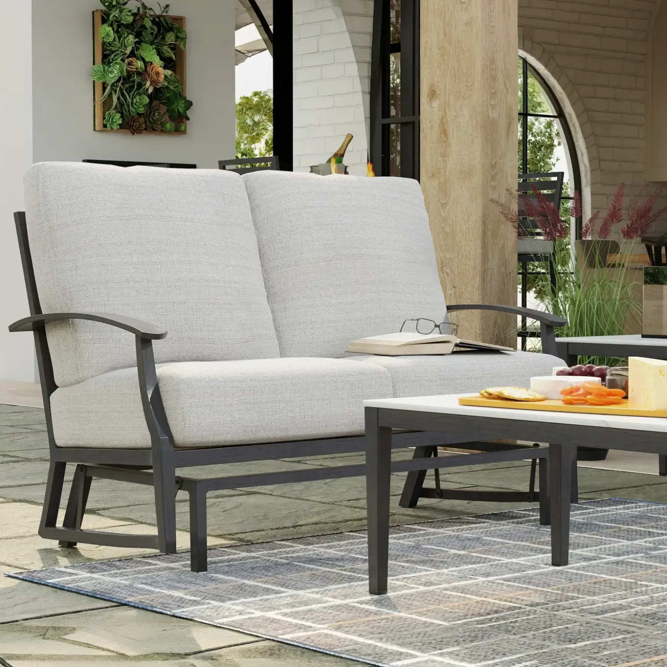 Monterey Outdoor Living Set 2pc Set: Outdoor Sofa & Glider Loveseat