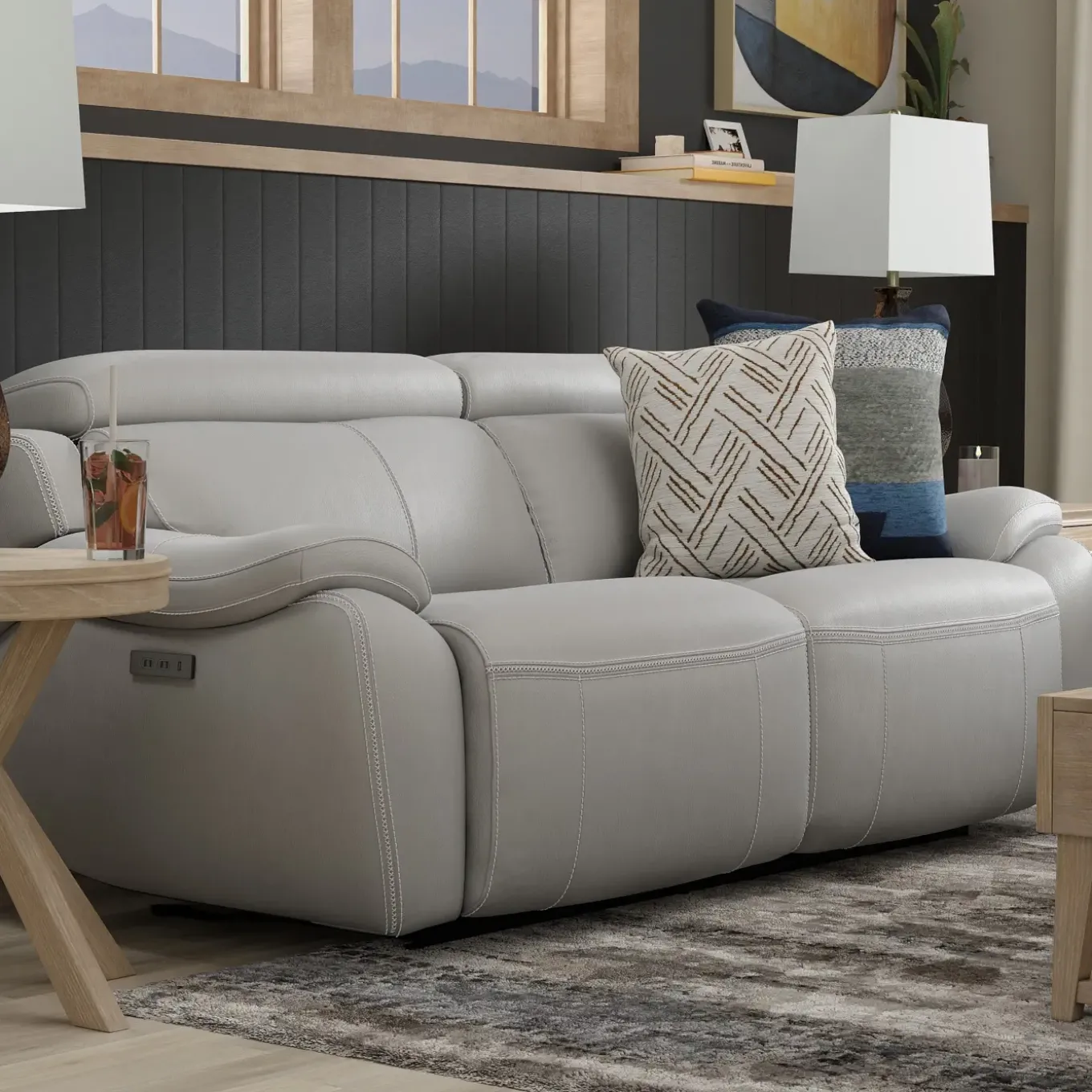 Nixon-New! Leather Power Sofa
