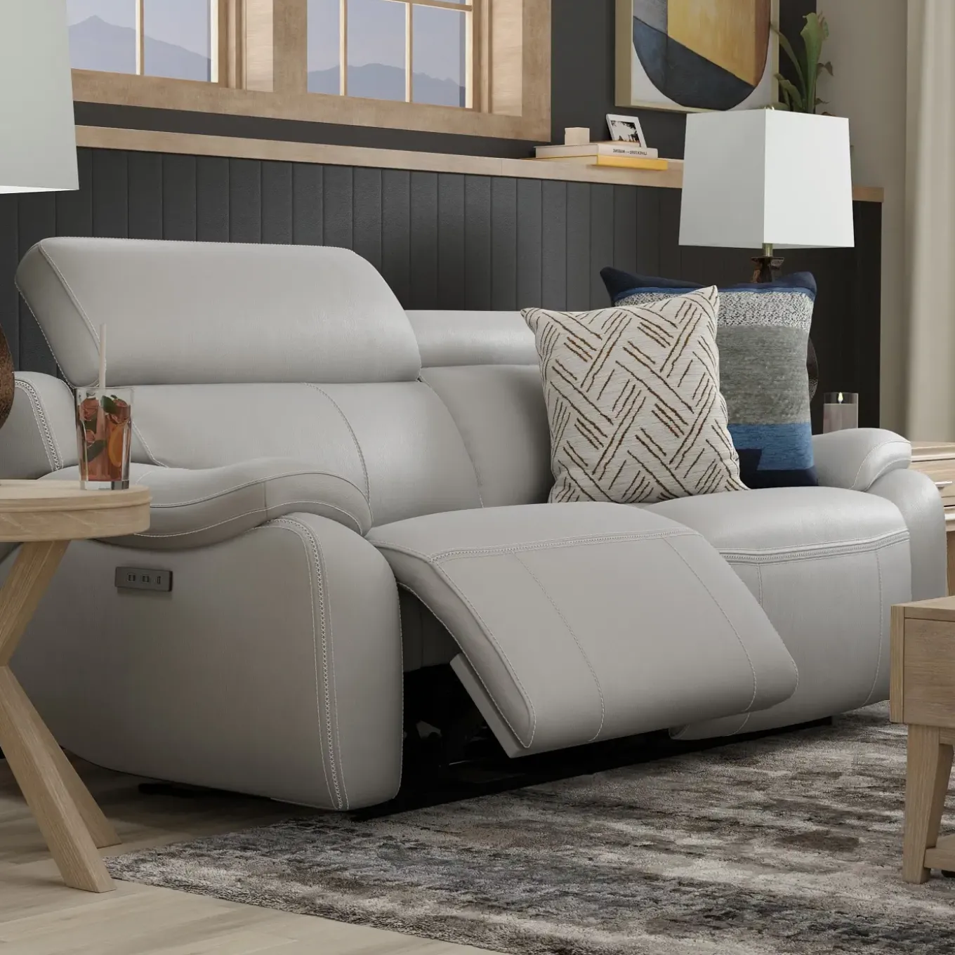 Nixon-New! Leather Power Sofa