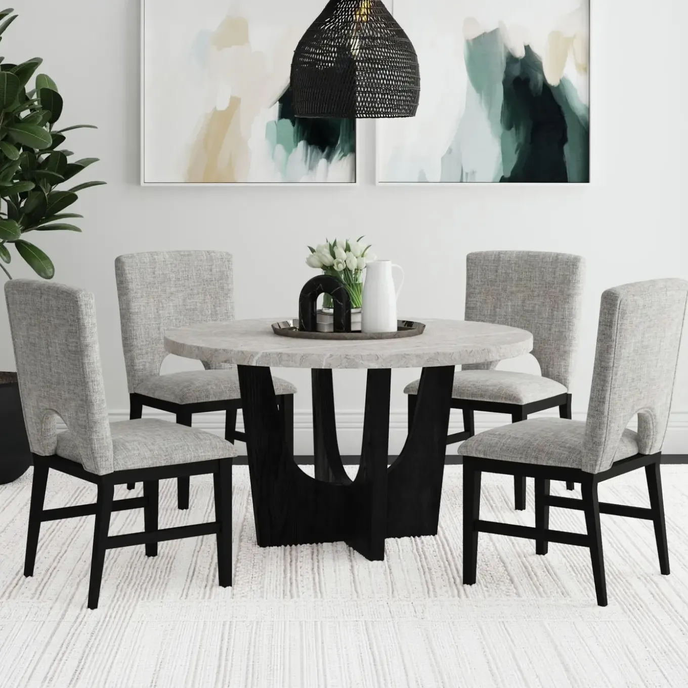 Orwell Round Faux Stone Dining Set!