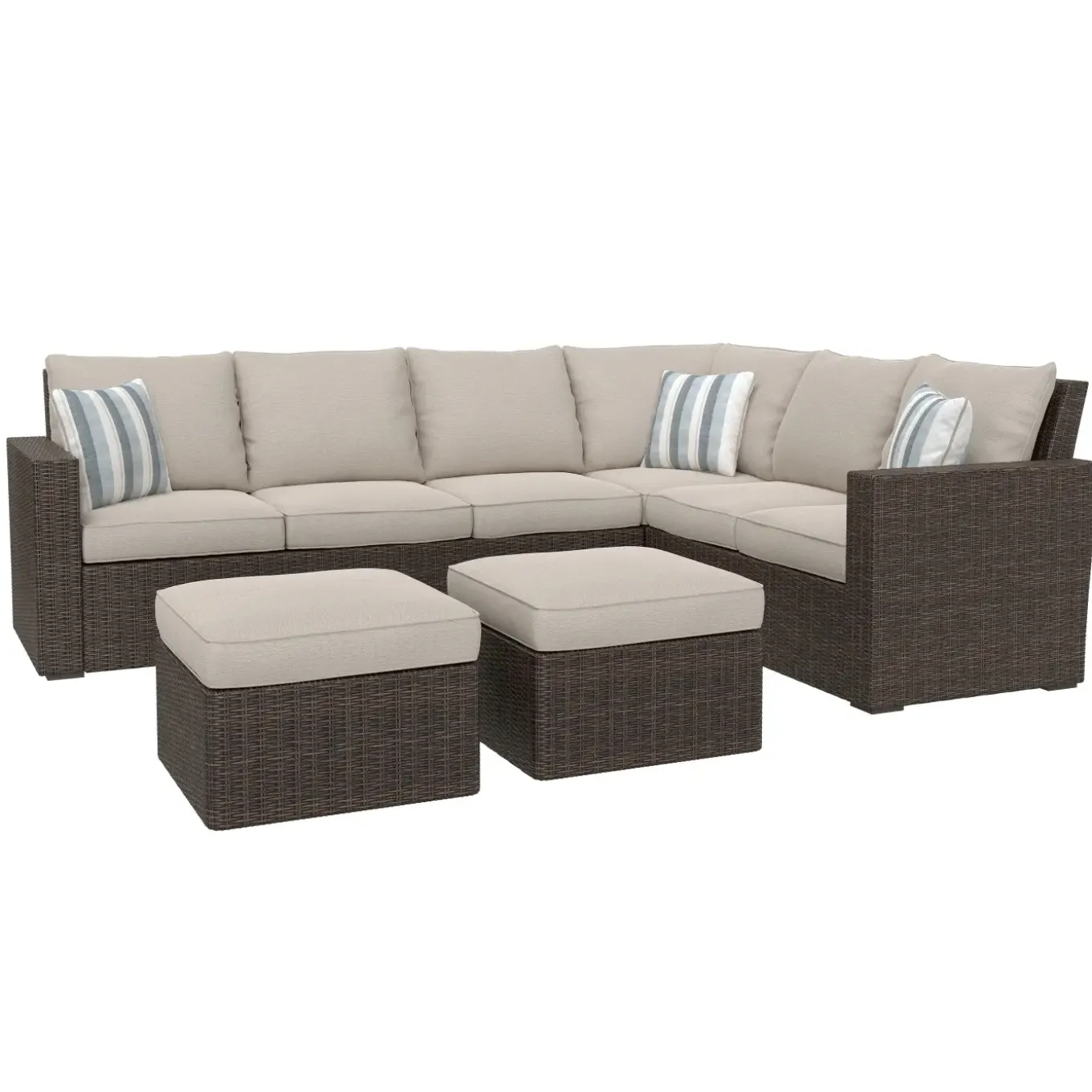 Puerto Nuevo 3pc Set: Outdoor Sectional & 2 Stools