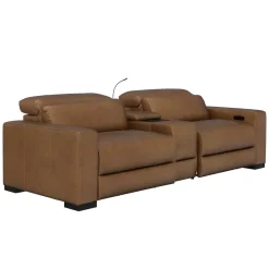 Radiance Power Leather Loveseat with Console
