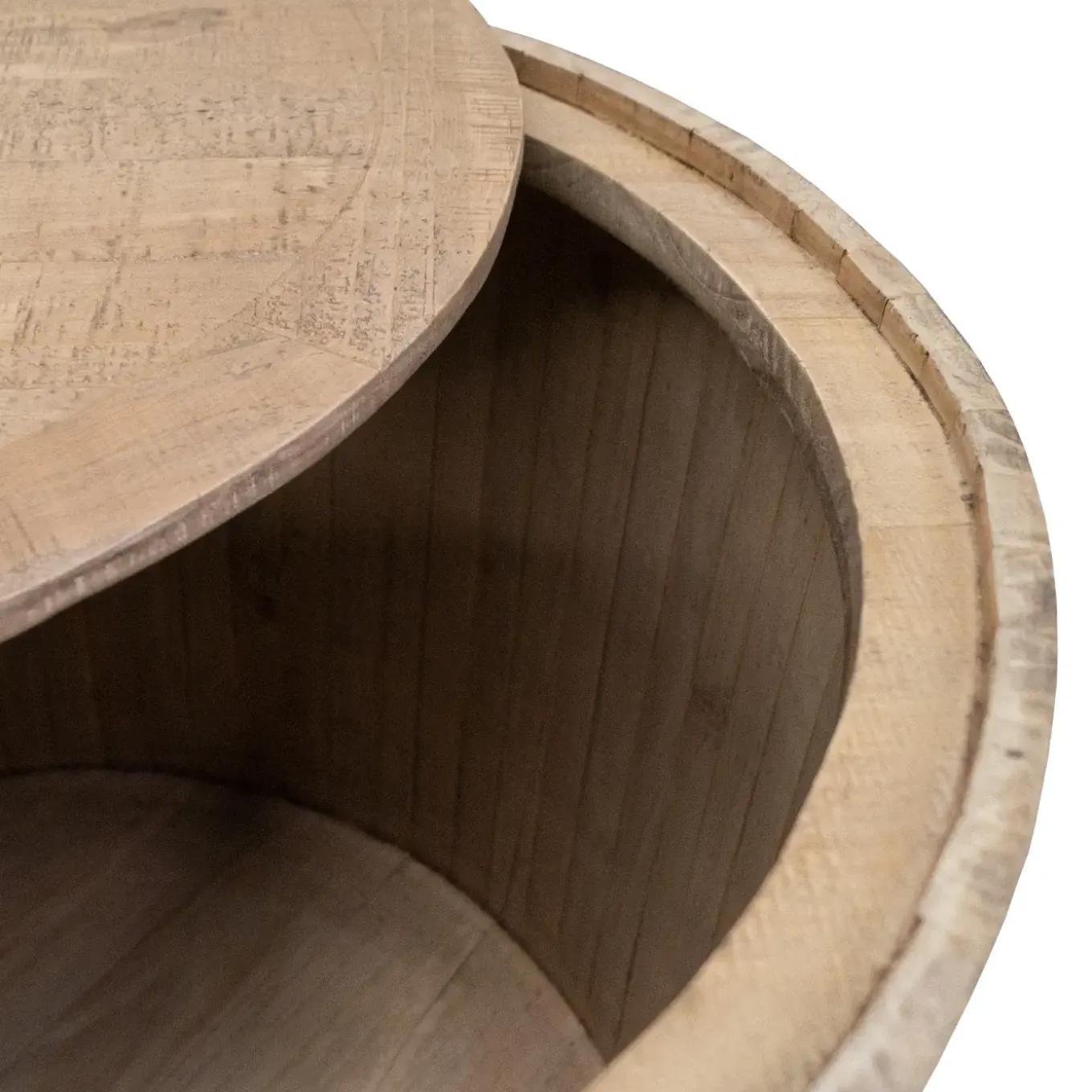 Reed Storage Slat Drum End Table
